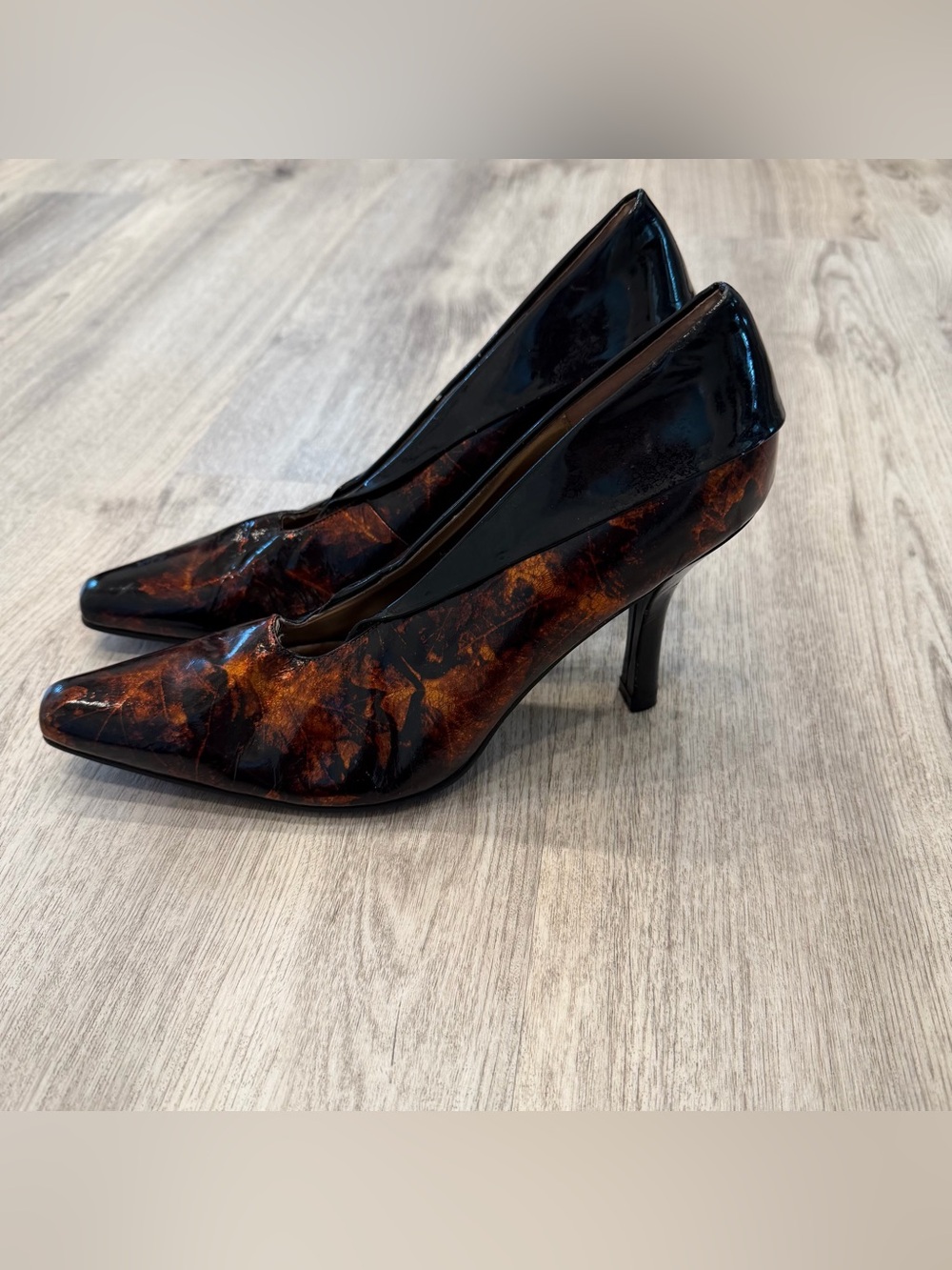 Stacy Adams Vintage Abstract Patent Heels Size 9 Y2K Office Siren